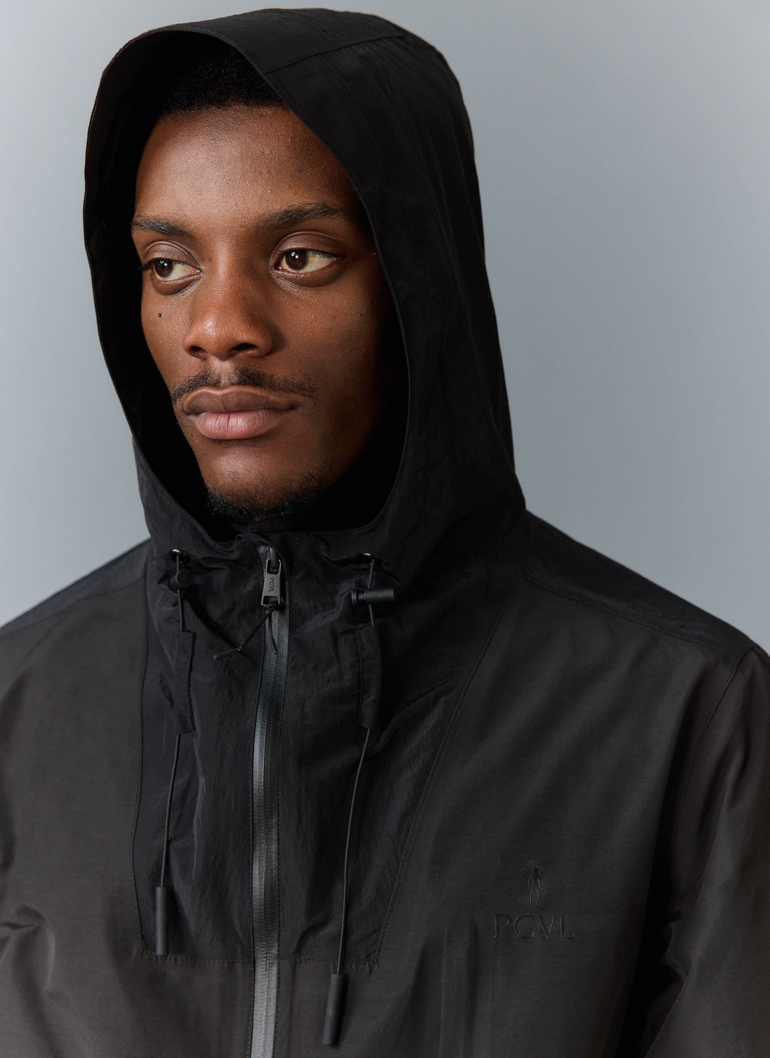 Men's Water Resistant Jacket | Black PCVL Zip Through | Percival