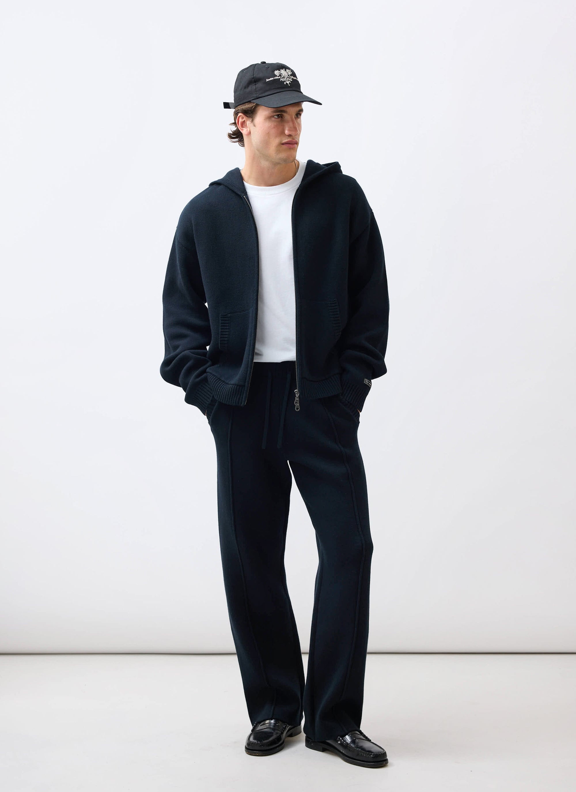 Men's Oversized Knitted Hoodie: Chronicle | Full Zip | Black