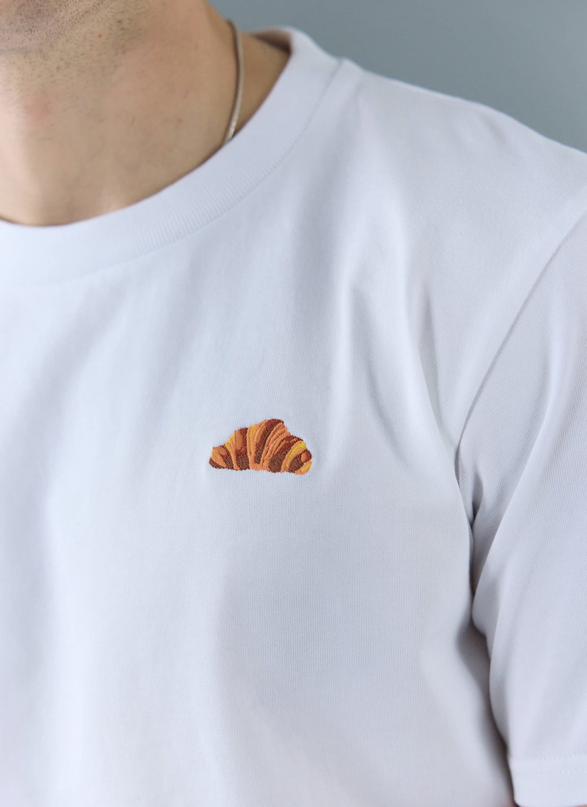 Croissant T Shirt Embroidered Organic Cotton