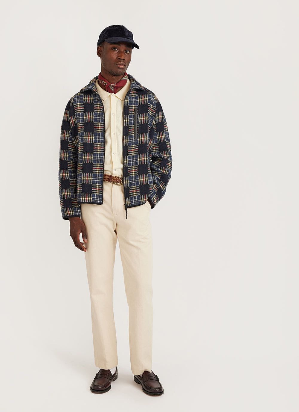 Men's Raglan Check Jacket | Wool | Navy & Percival Menswear