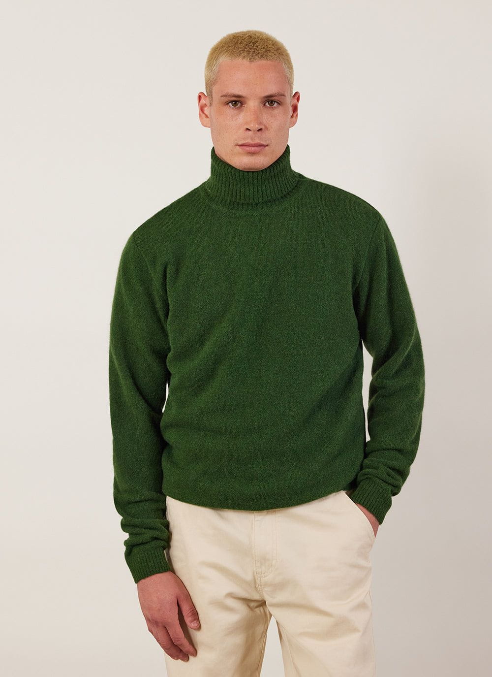 Men's Roll Neck Jumper | Alpaca Wool | Forest Green | Percival