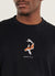 Koi Carp Oversized Auxiliary T Shirt | Embroidered Organic Cotton | Black