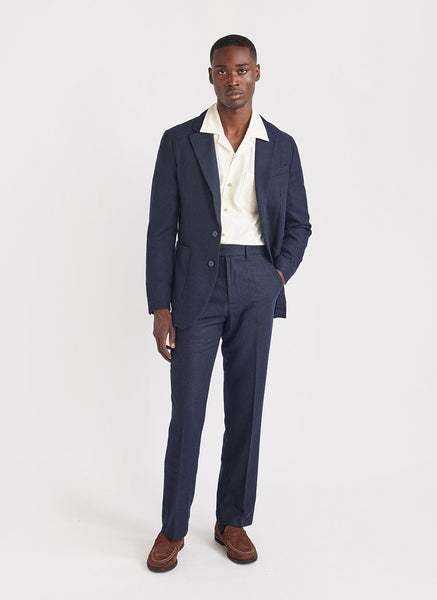 Men's Tailored Wool Trousers | Straight Leg | Navy Blue