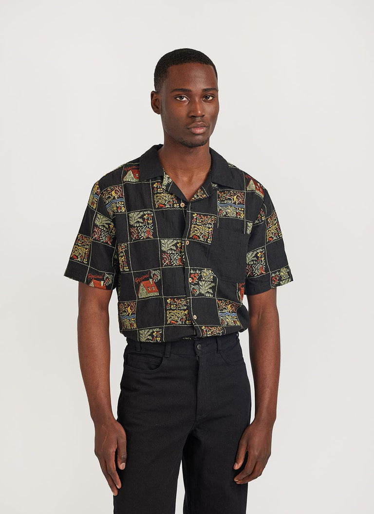 Men's Linen Shirt | Cuban Collar Shirt | Black & Percival Menswear