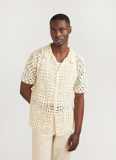 Men's Pablo Cuban Short Sleeve Knitted Shirt | Forest Green & Percival ...