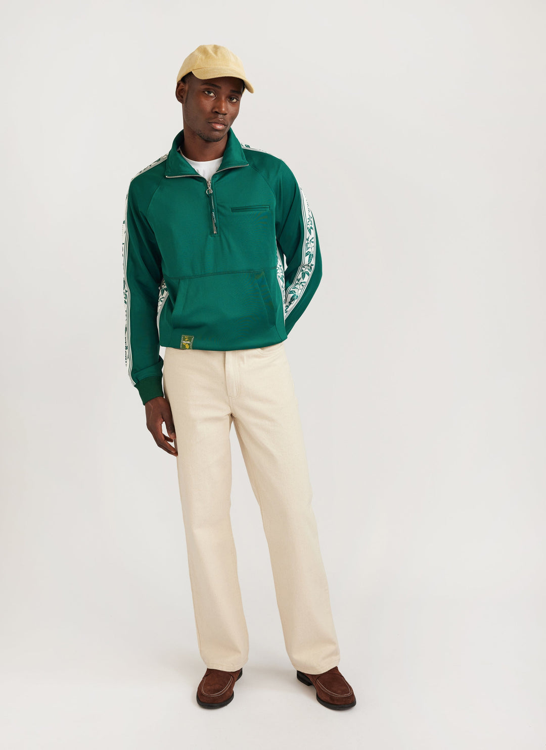 Men's Quarter Zip Jacket | Tracksuit | Green | Percival Menswear