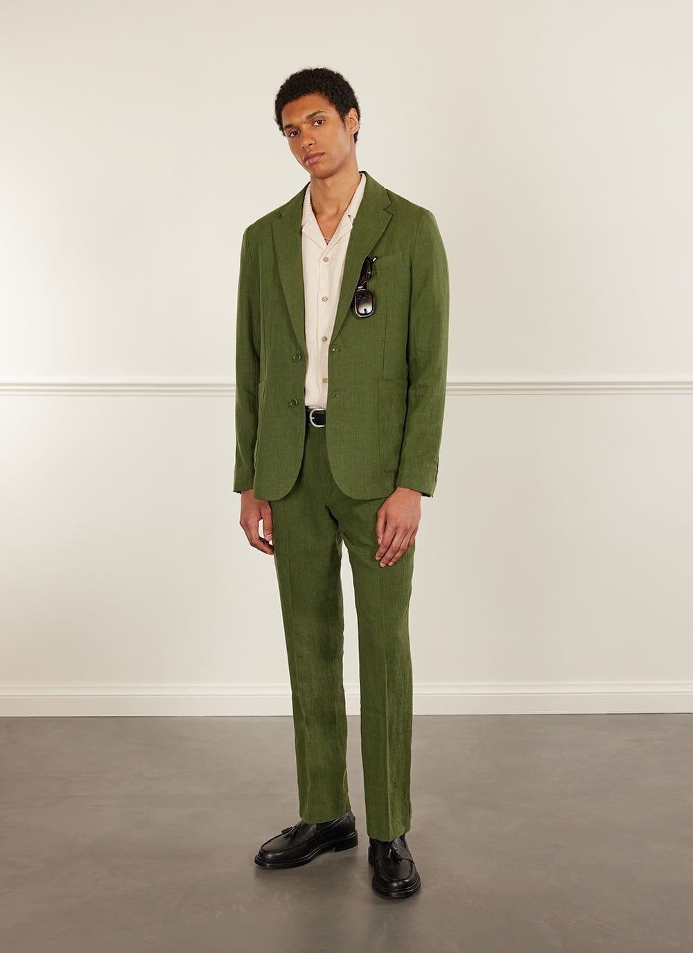 Men's Linen Blazer Forest Green Suit Jacket Percival Menswear