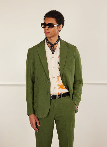 Men s Linen Blazer Forest Green Suit Jacket Percival Menswear Men s Linen Blazer Forest Green Suit Jacket Percival Menswear