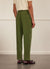 Pleated Tailored Trousers | Linen | Forest