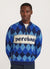 Harlequin Zip Pullover | Knitted Cotton | Blue