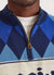 Harlequin Zip Pullover | Knitted Cotton | Blue