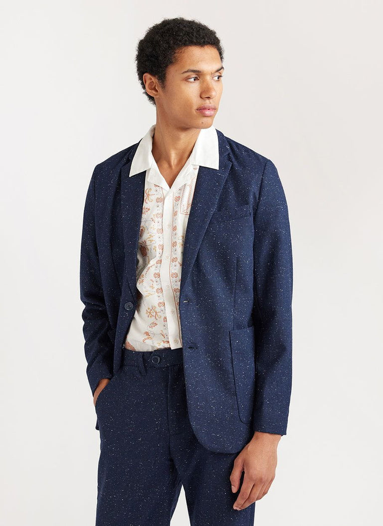 Men's Tailored Blazer | Nep Wool | Navy Blue
