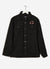 Koi Carp Embroidered Blanket Overshirt | Casentino Wool | Black
