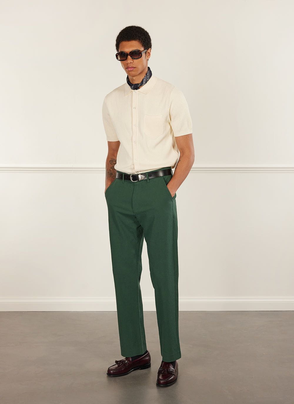 Remust Seersucker Tailored Trouser Navy