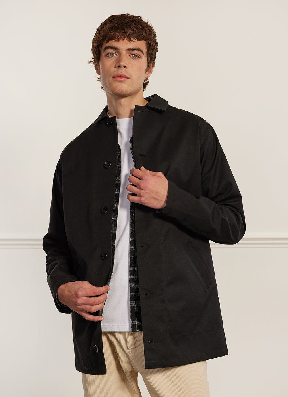 Men's Auxiliary Trench Coat | Waterproof | Black & Grey