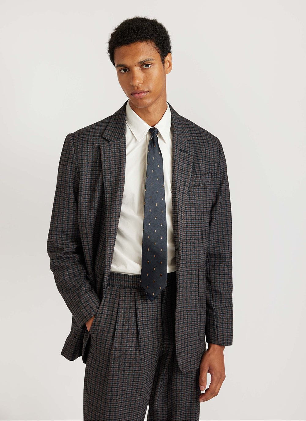 Men's Tailored Check Blazer, Grey