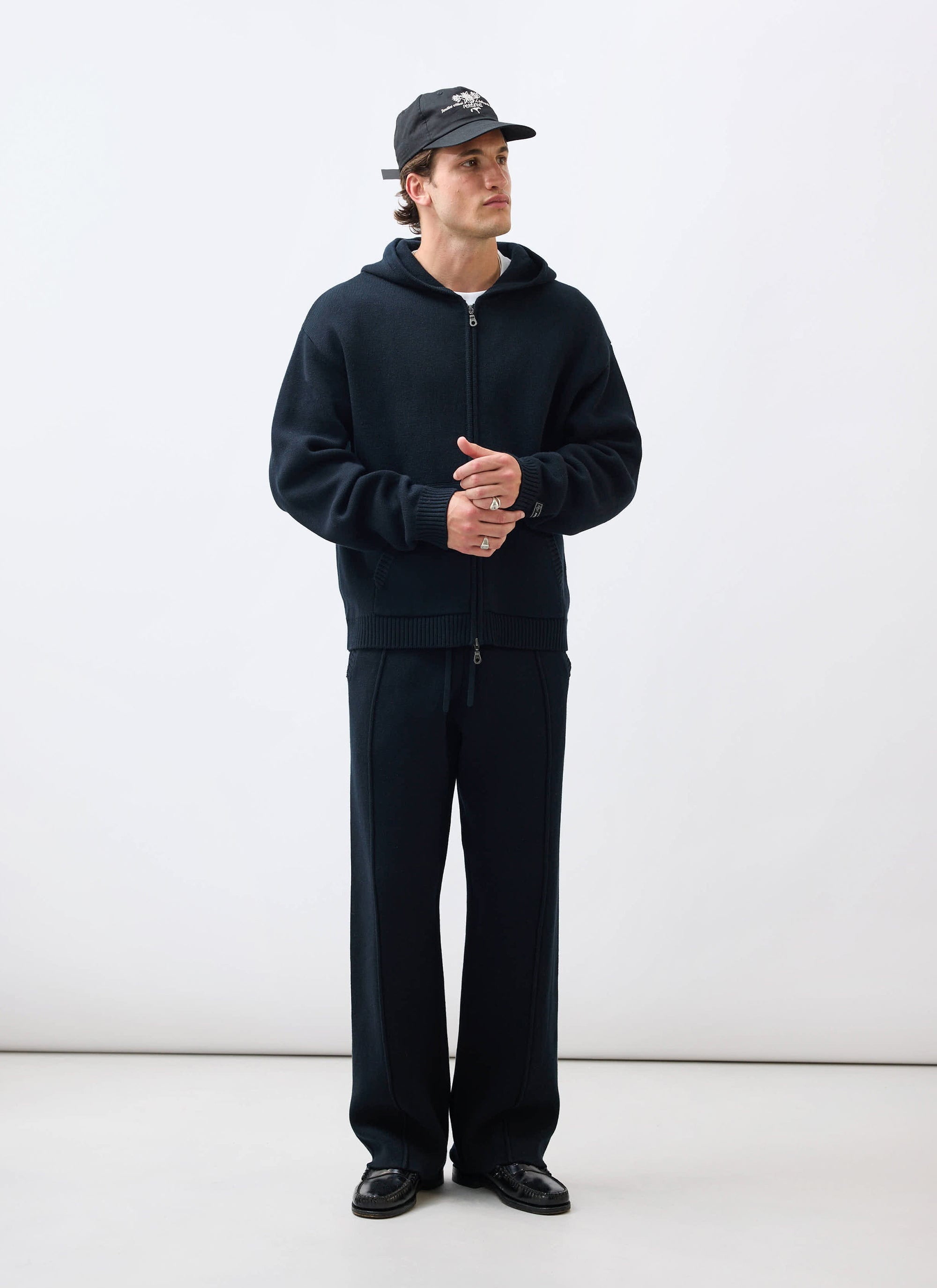 Men's Oversized Knitted Hoodie: Chronicle | Full Zip | Black