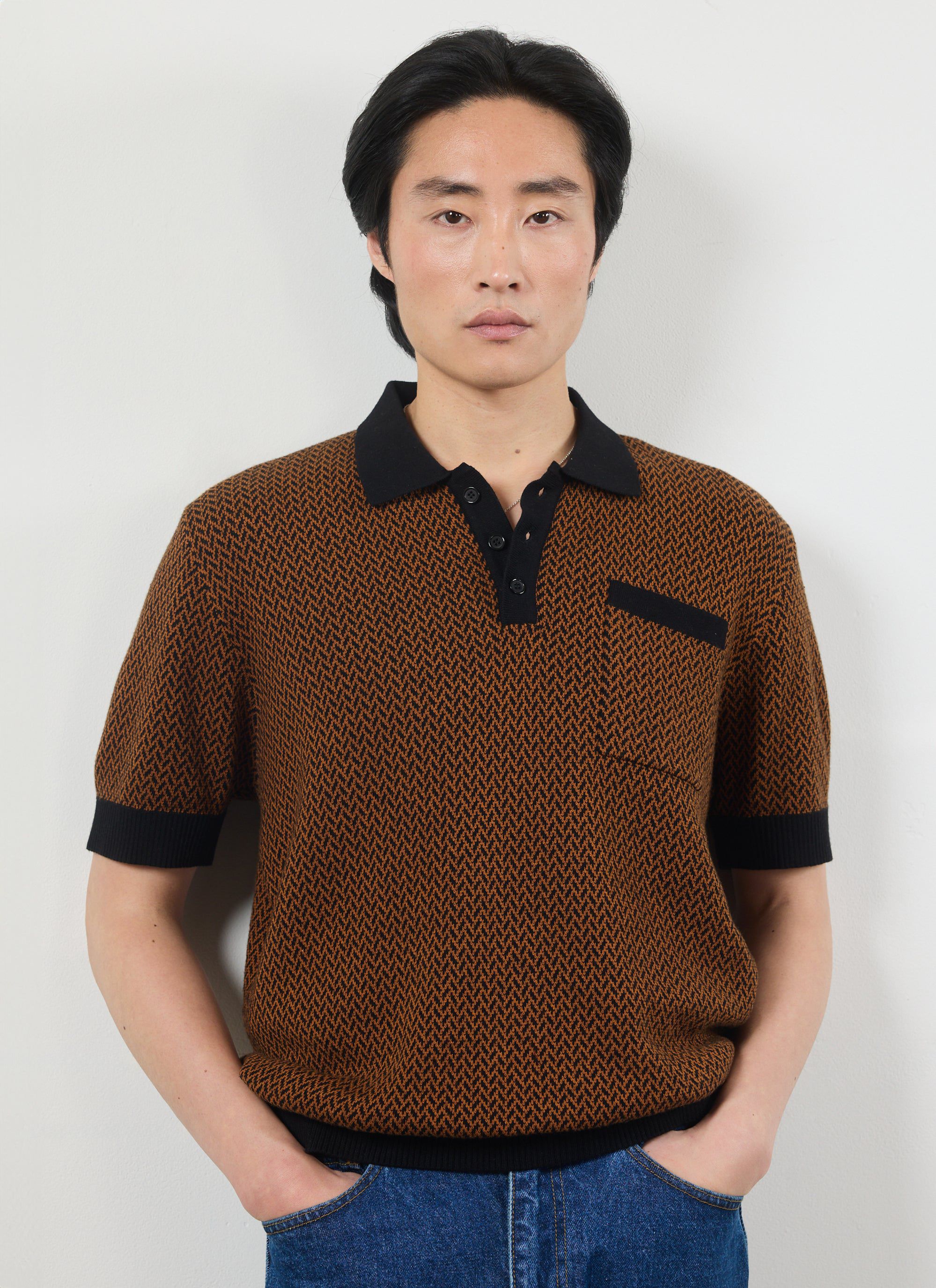 Casa Martini Knitted Polo Cotton Espresso