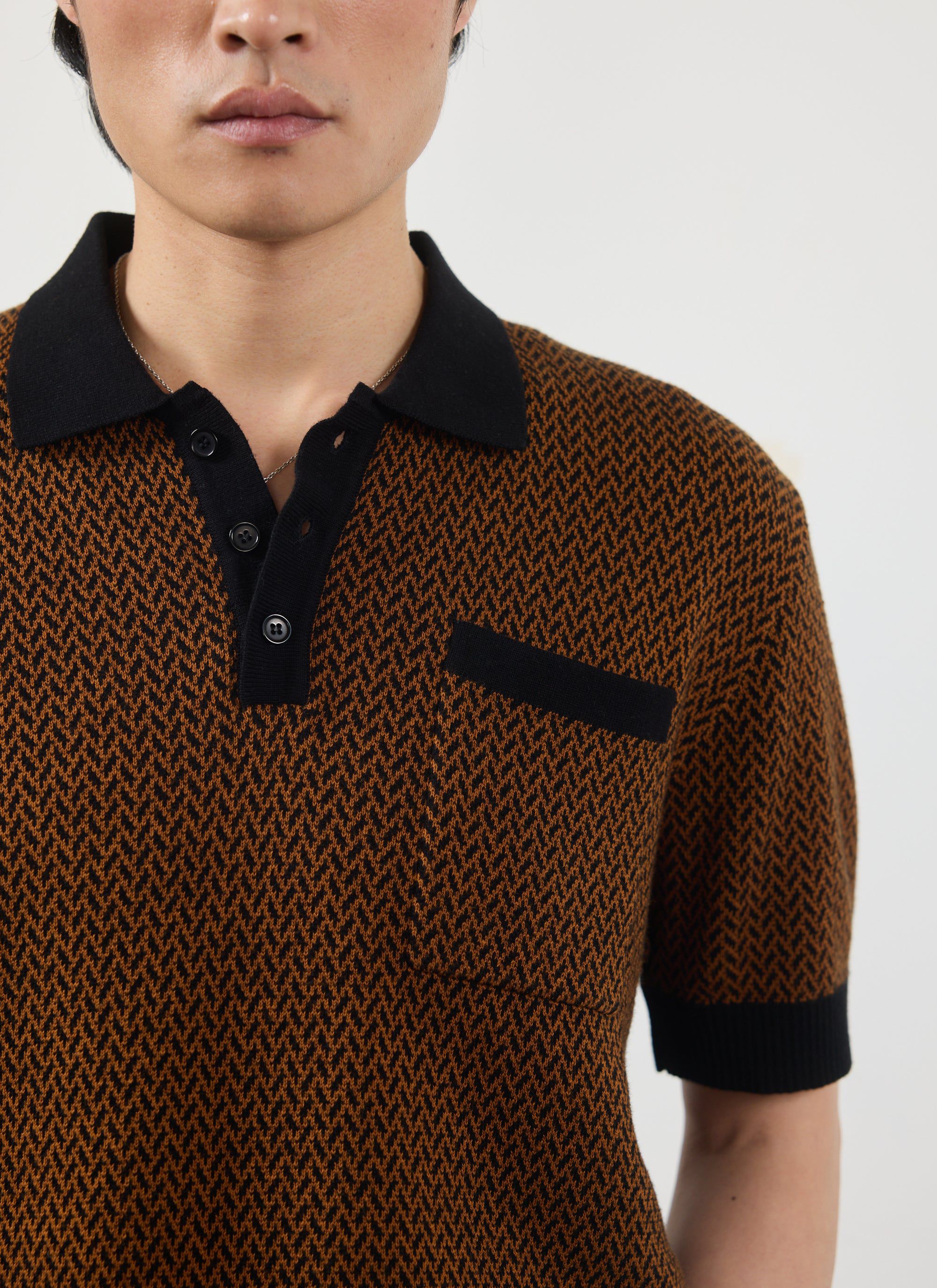 Men's Knitted Polo Shirt | Short Sleeve | Espresso Brown