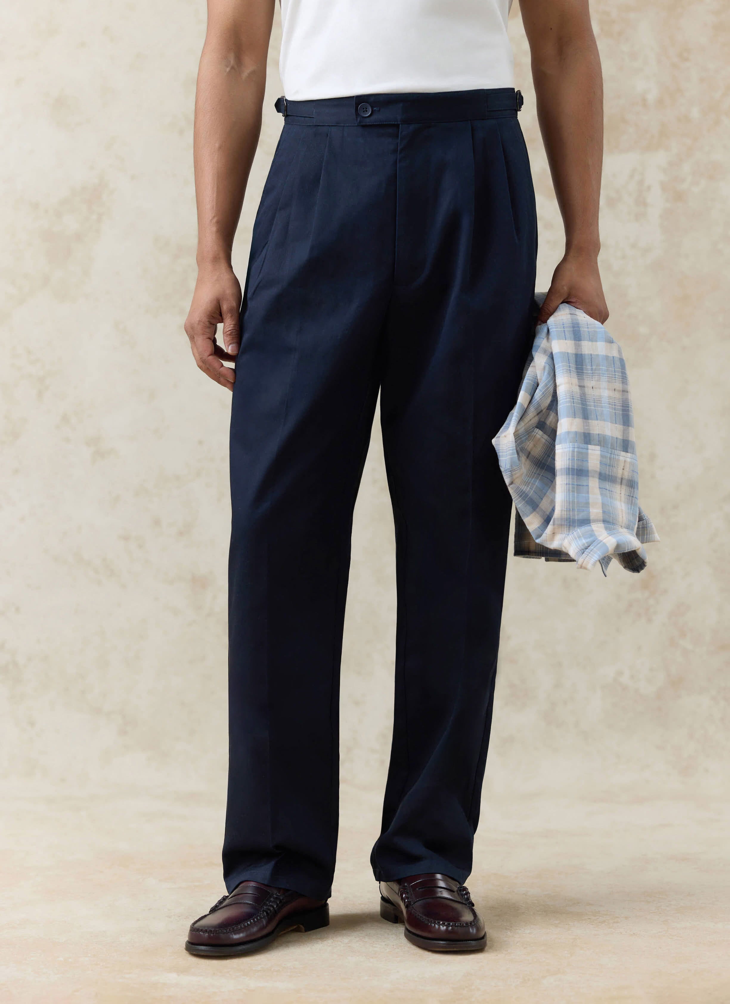 Men's Double Pleated Trousers - Seb | Straight Leg | Cream