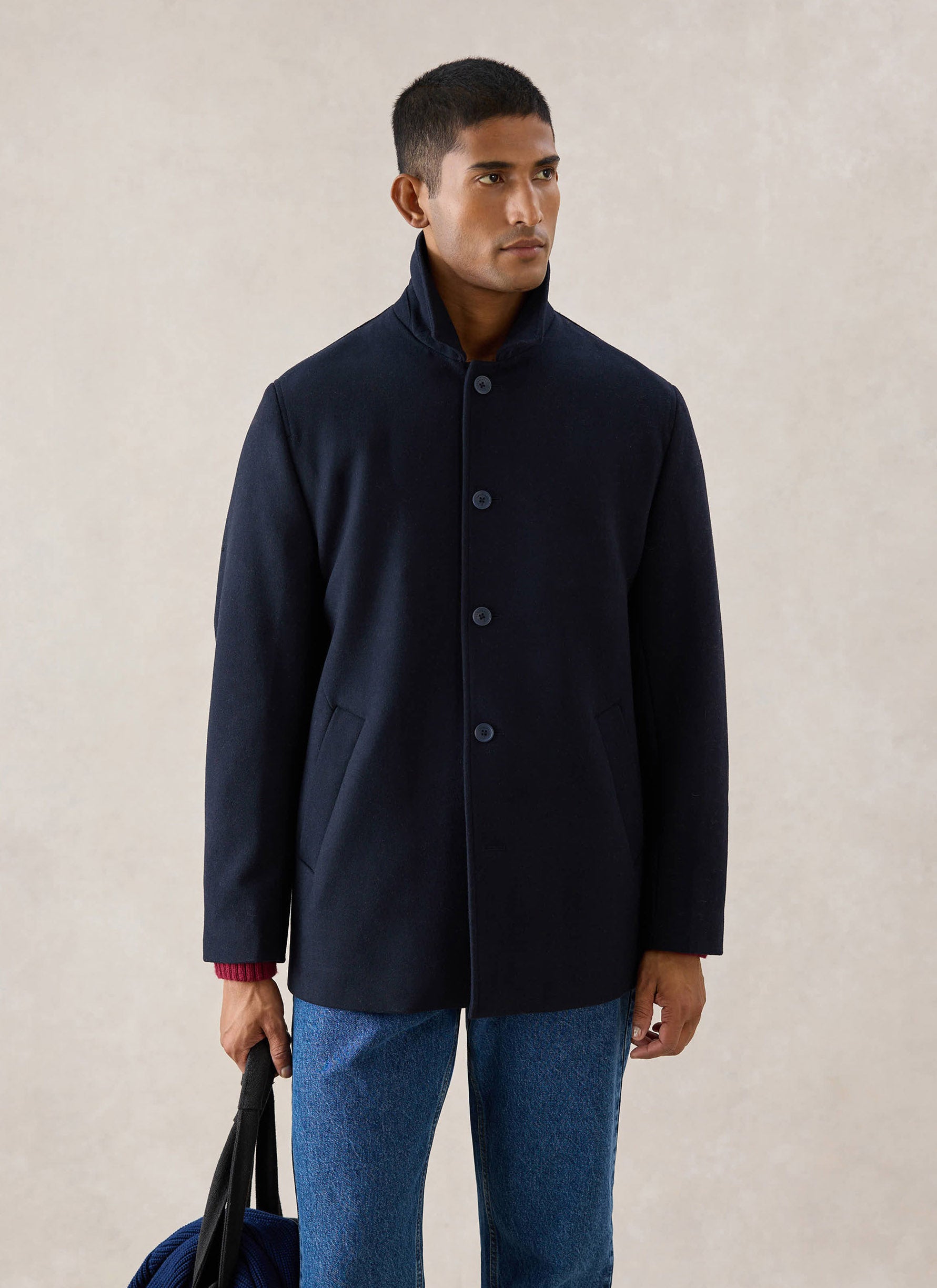 ORCIVAL オーシバル SINGLE MELTON WOOL P-COAT Men's Peacoat | Melton Wool | Navy Blue | Percival Menswear