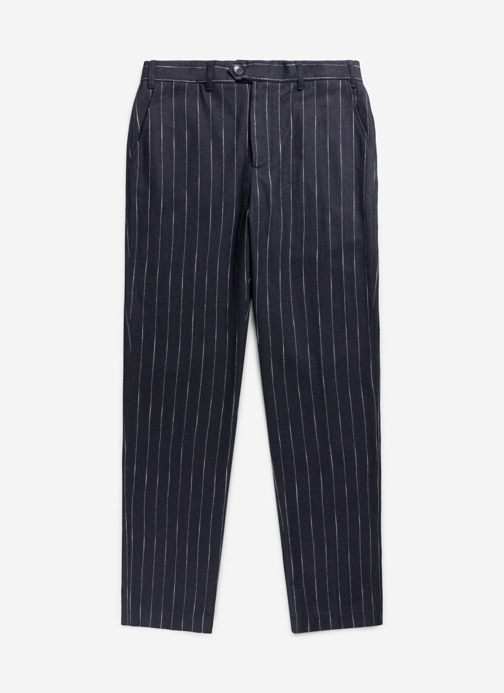 Men's Pinstripe Tailored Trousers | Wool | Black