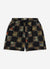 Checkerboard Shorts | Embroidered Linen | Black