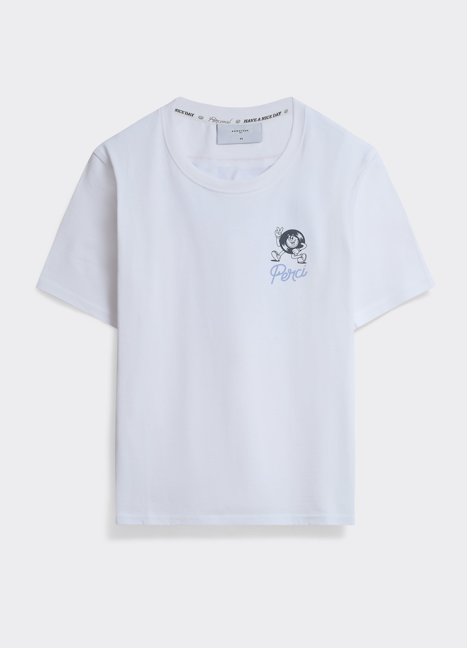 The Percival Records T-Shirt in optic white, featuring a Perci mascot chest graphic on premium midweight jersey.