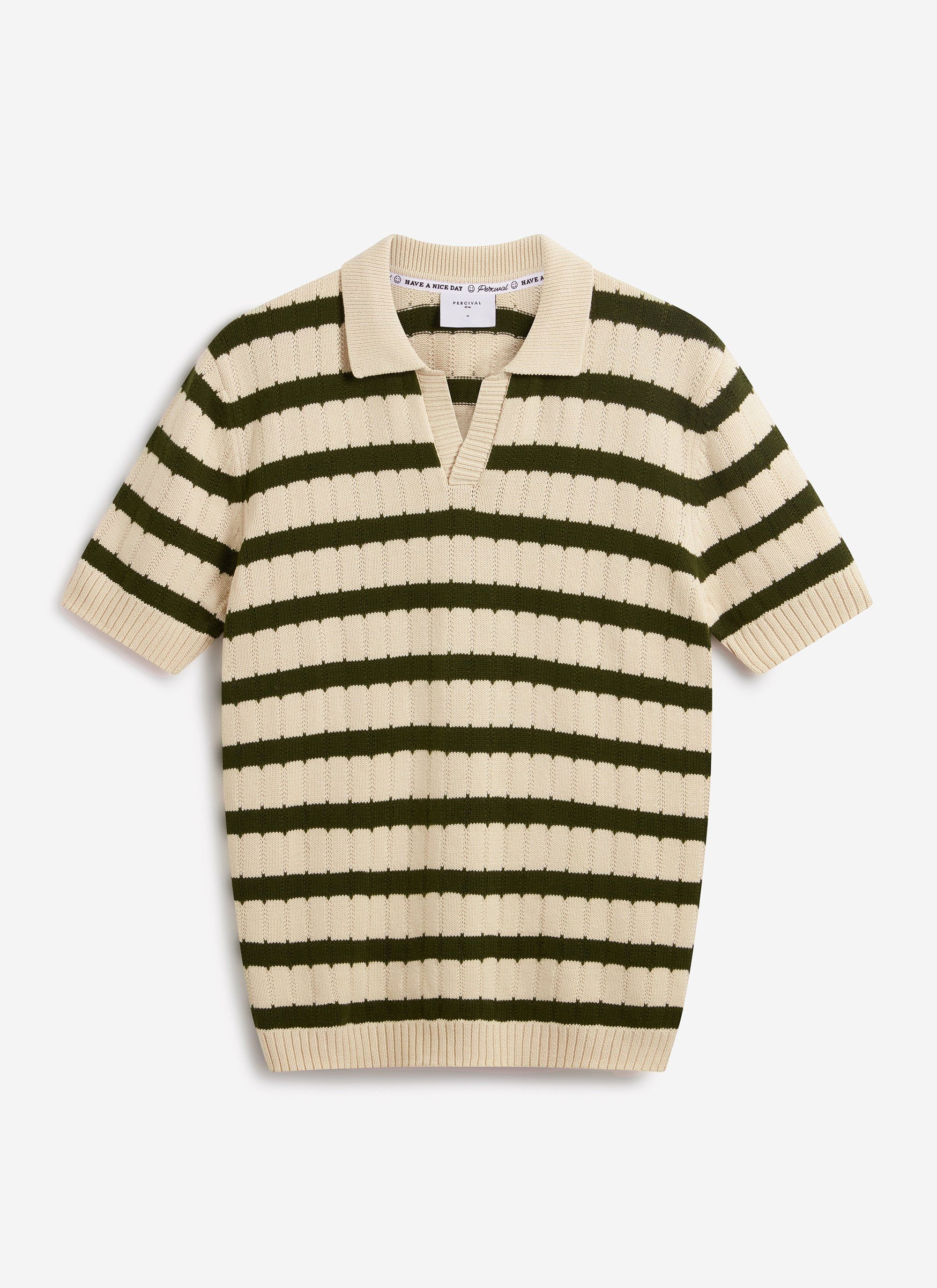 Stine Knitted Polo | Cotton | Cream | Percival Menswear