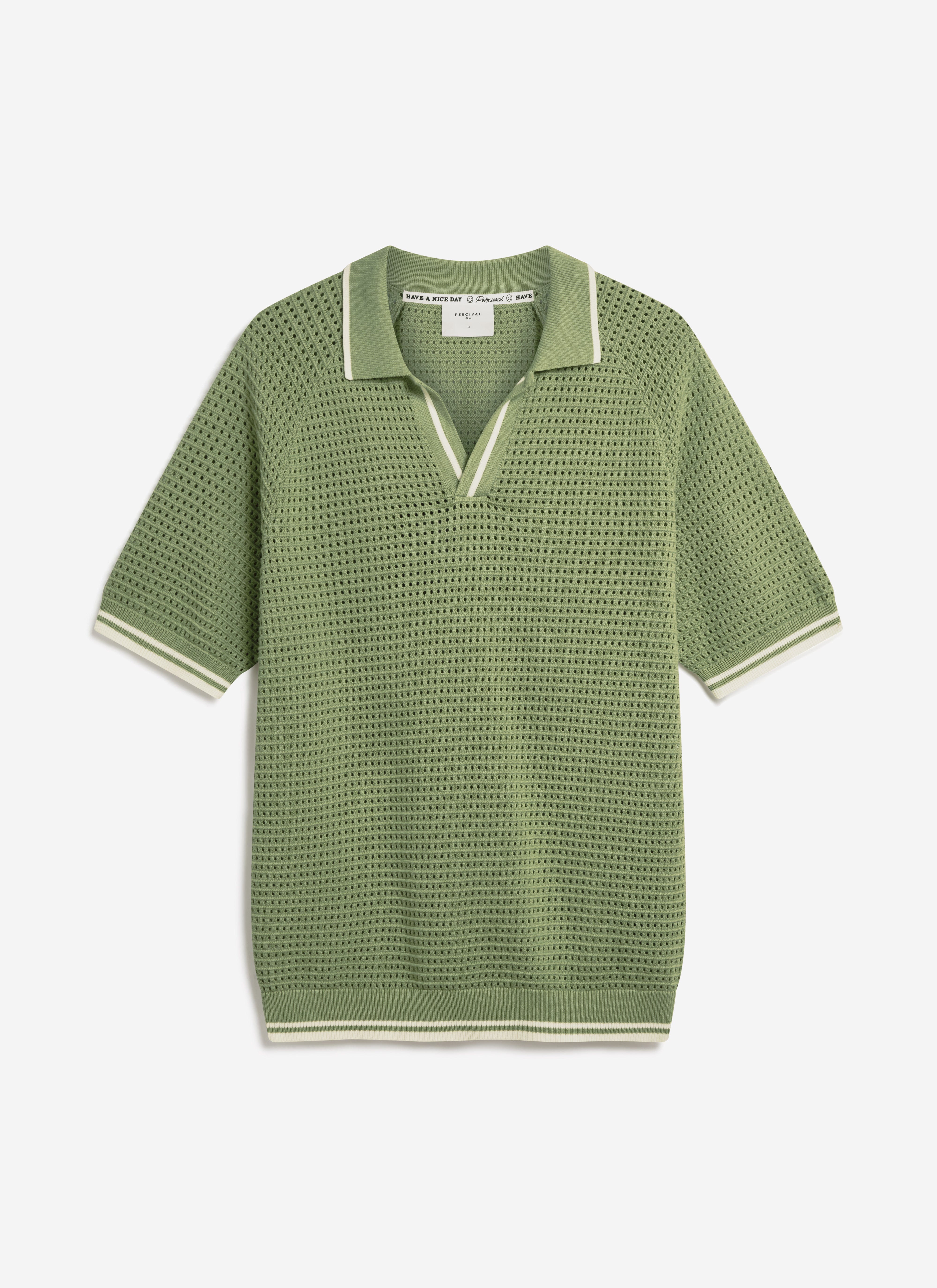 Men's Tennis Knit Polo Shirt | Cotton | Sage Green | Percival Menswear