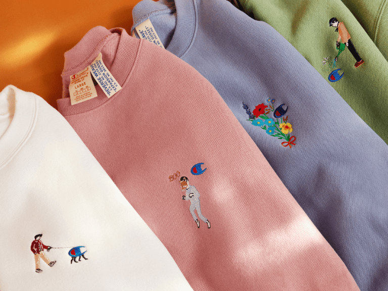 Men s Navy Embroidered Champion Sweatshirt Soho Percival Menswear