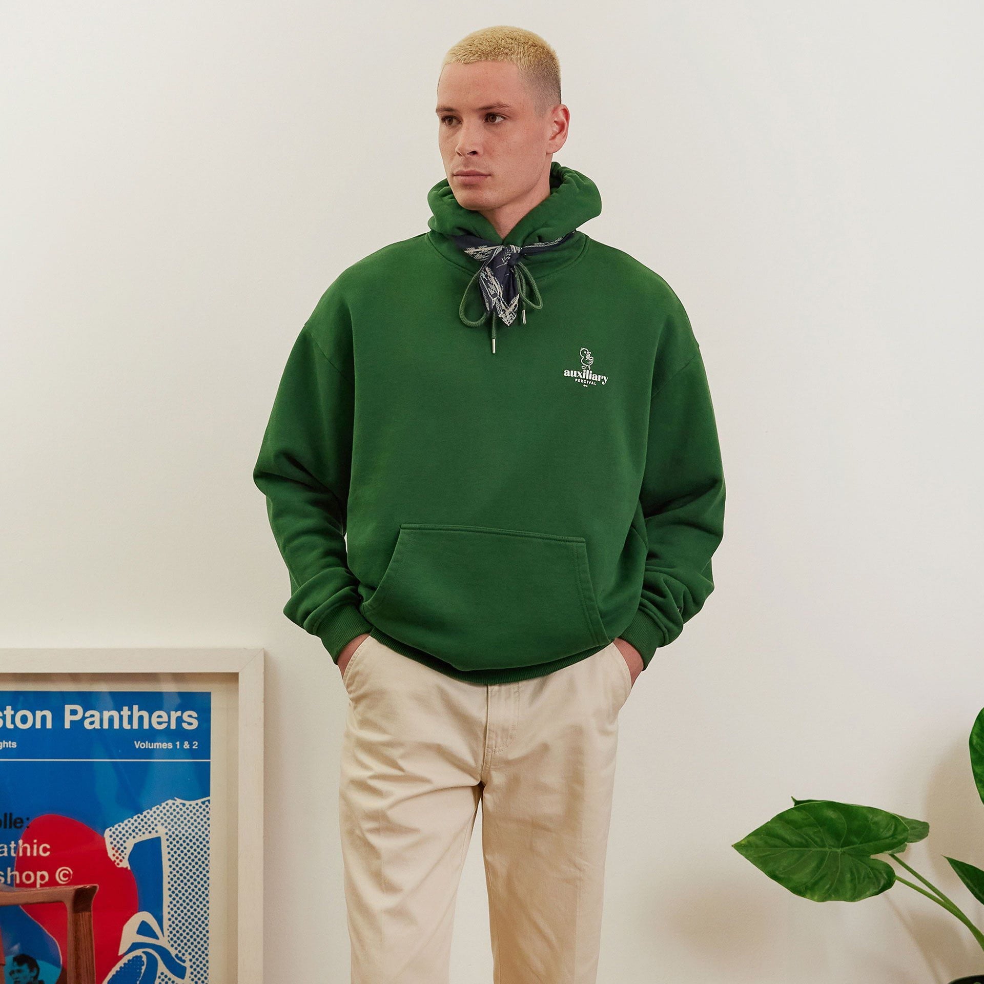 Men s Heavyweight Hoodie Printed Forest Green Percival Menswear