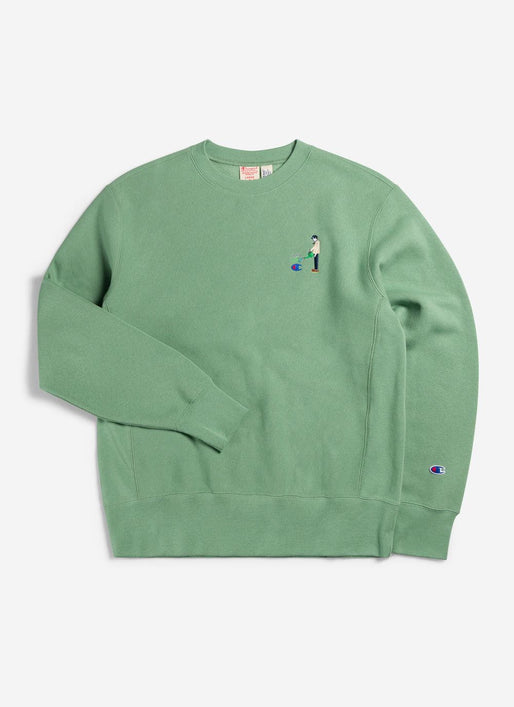 Men's Green Embroidered Champion Sweatshirt | Watering Can | Percival  Menswear