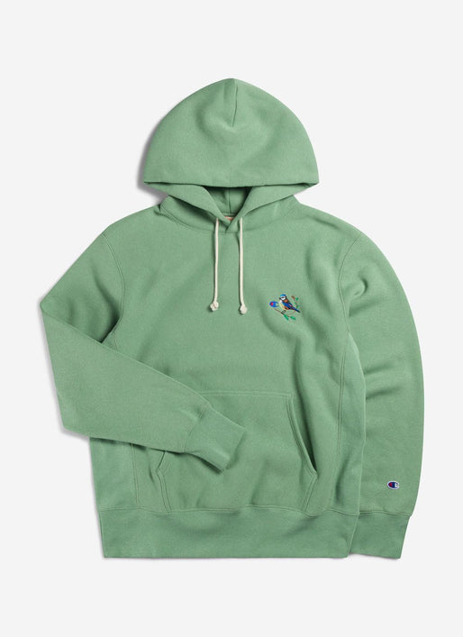 Men's Green Embroidered Champion Hoodie | Blue |