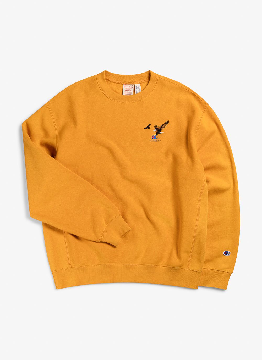 Men's Embroidered Champion Sweatshirt | Swooping Eagle | Yellow