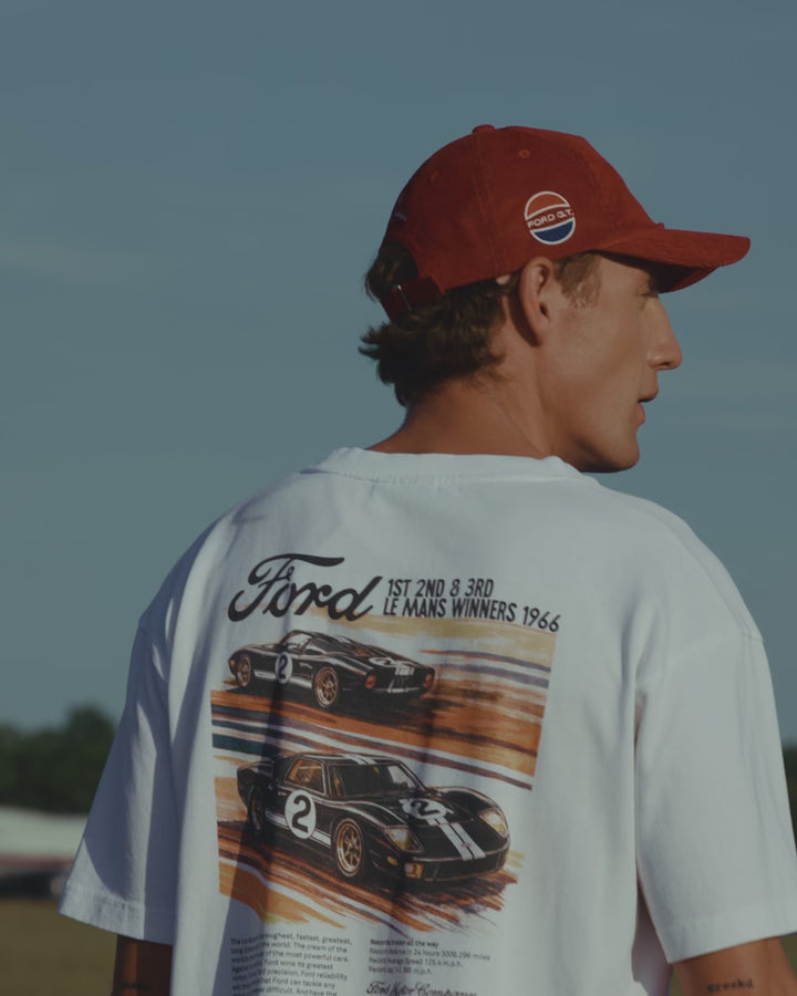 Cord Embroidered Soft Trucker Cap | Ford x Percival | Red