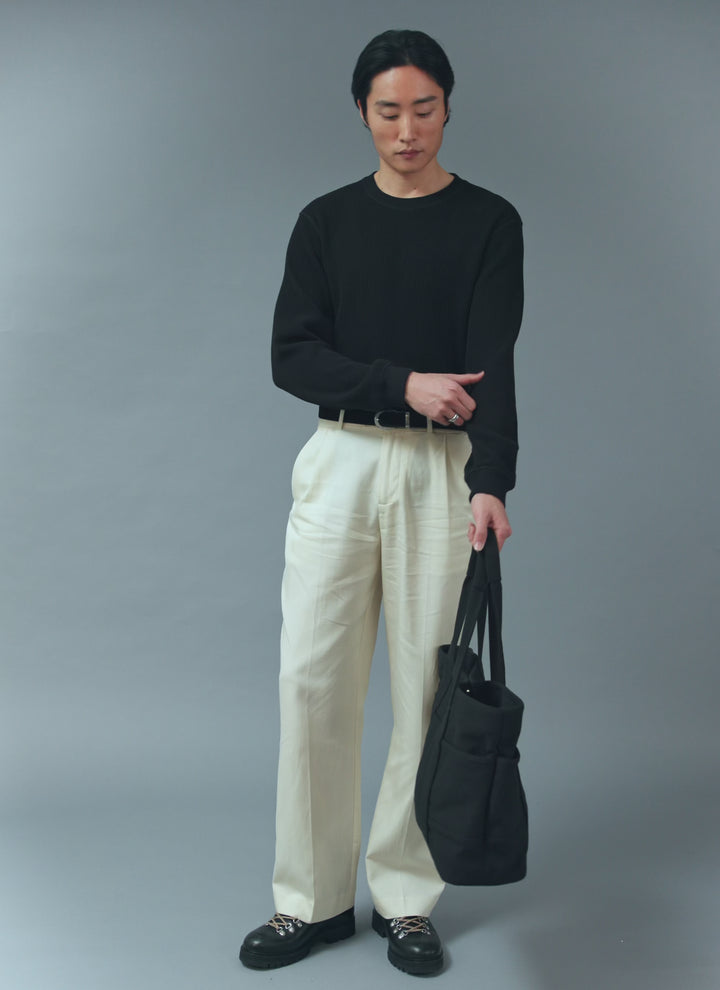 Waffle Long Sleeve T Shirt | Cotton | Black