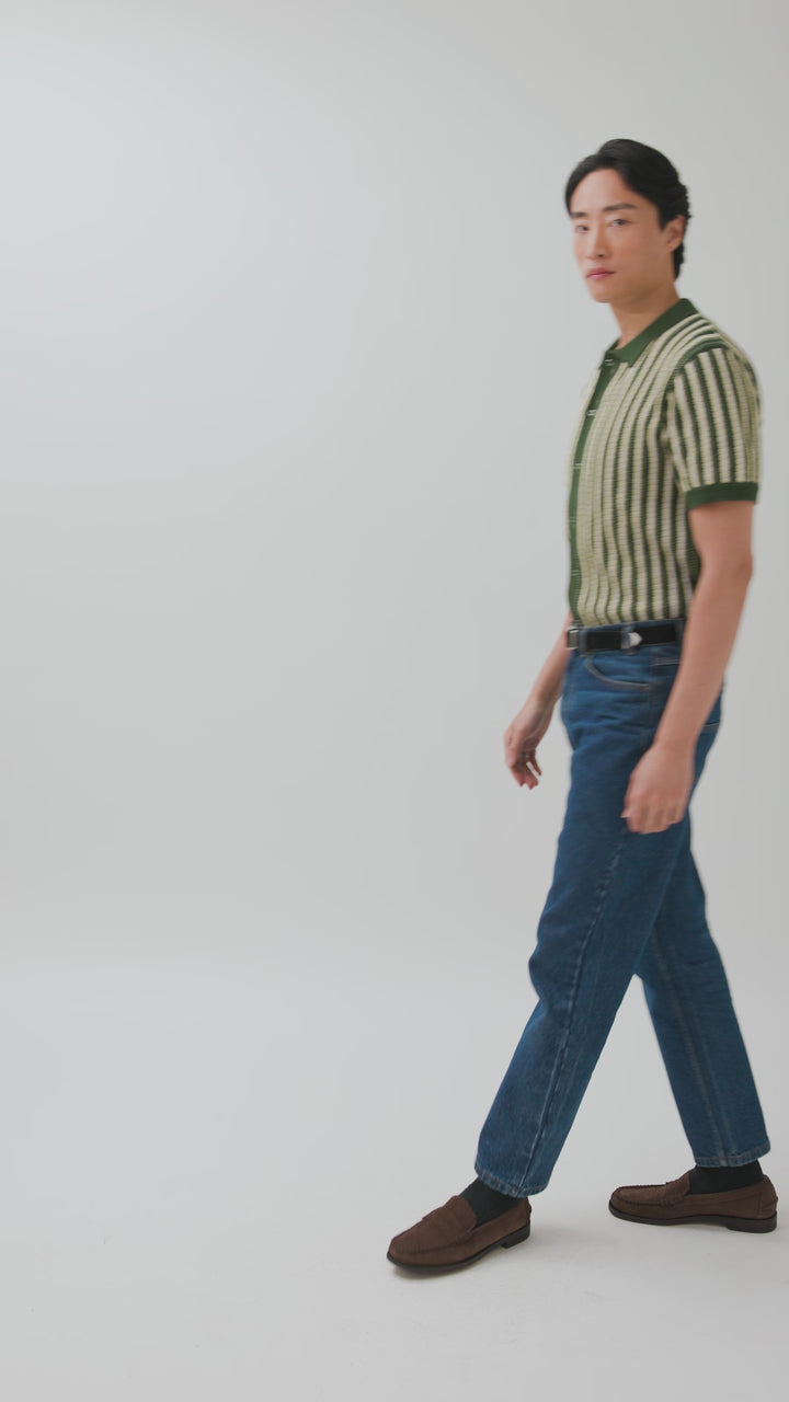 Collins Micro Cable Knitted Shirt | Cotton | Green