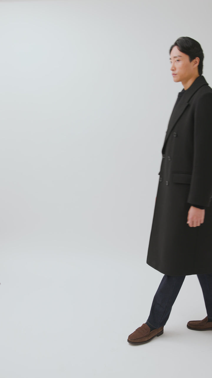 Double Breasted Overcoat | Wool | Black