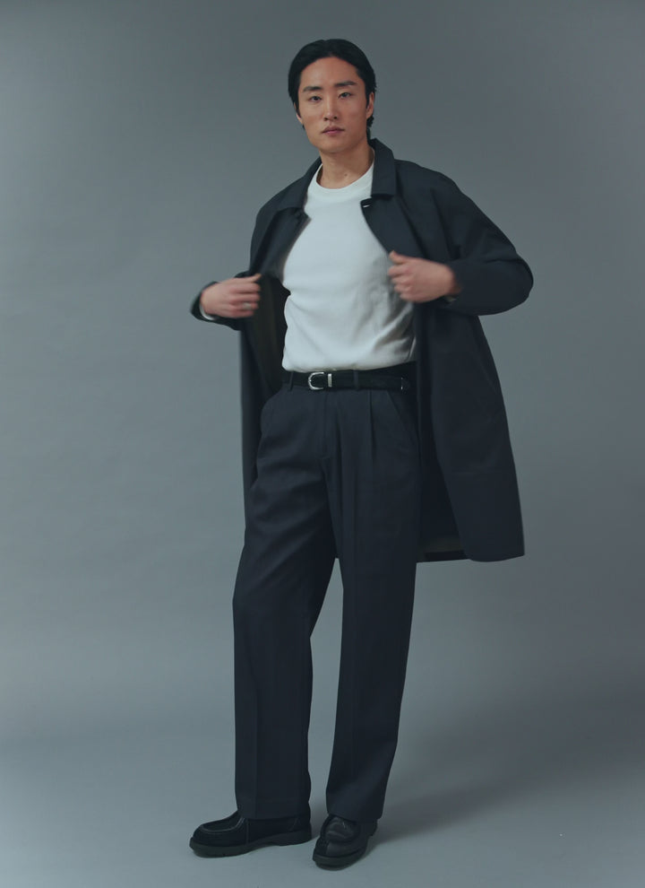 Men's Navy Greyson Long Trench Coat | Waterproof | Midnight with Olive