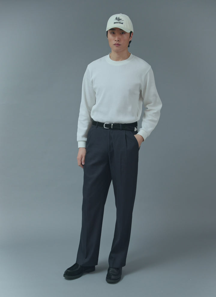 Waffle Long Sleeve T Shirt | Cotton | White