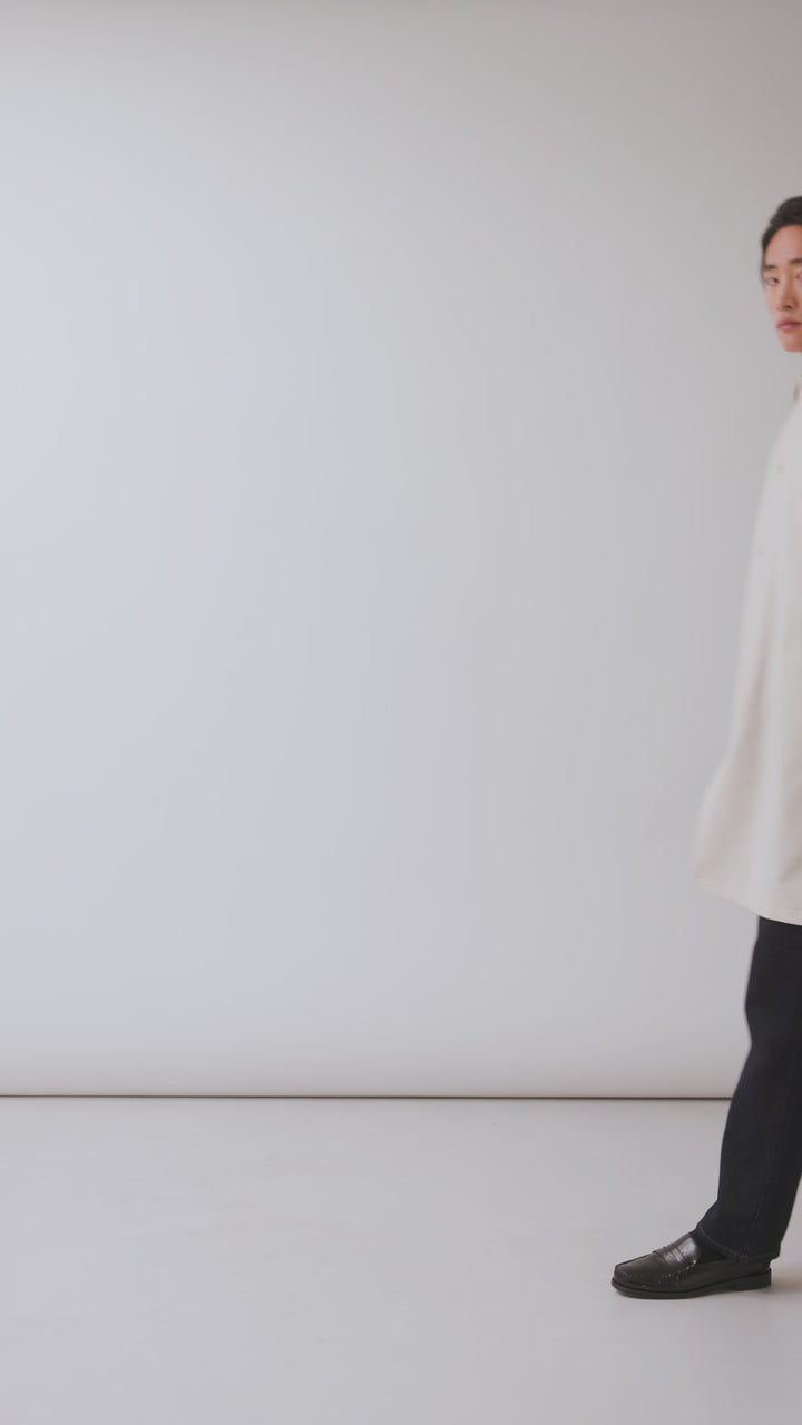 Mens Cream Relaxed Trench Coat | Cotton | Stone