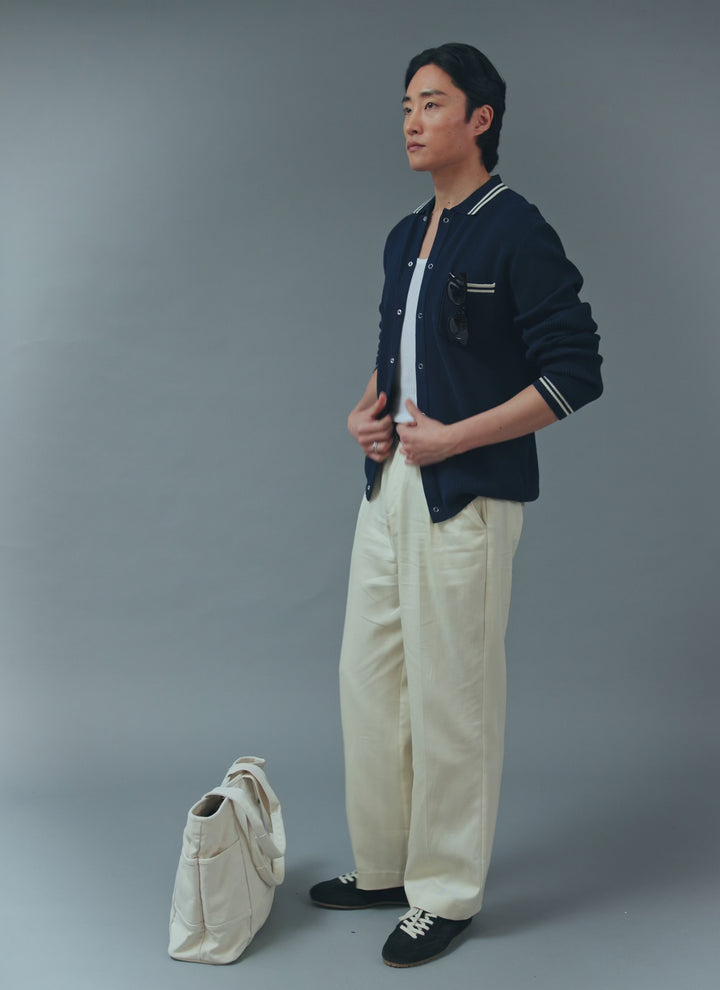 Pablo Cotton Knitted Shirt | Long Sleeve | Navy