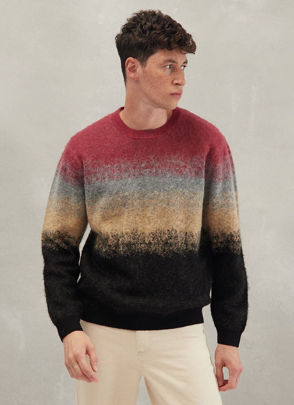 Men's Neutrino Gradient Wool Jumper Sunset Sweater | Percival Menswear