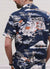 Cuban Short Sleeve Shirt Fuji Pagoda Navy