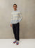 Weave Stripe Crew Neck | Heather Blue