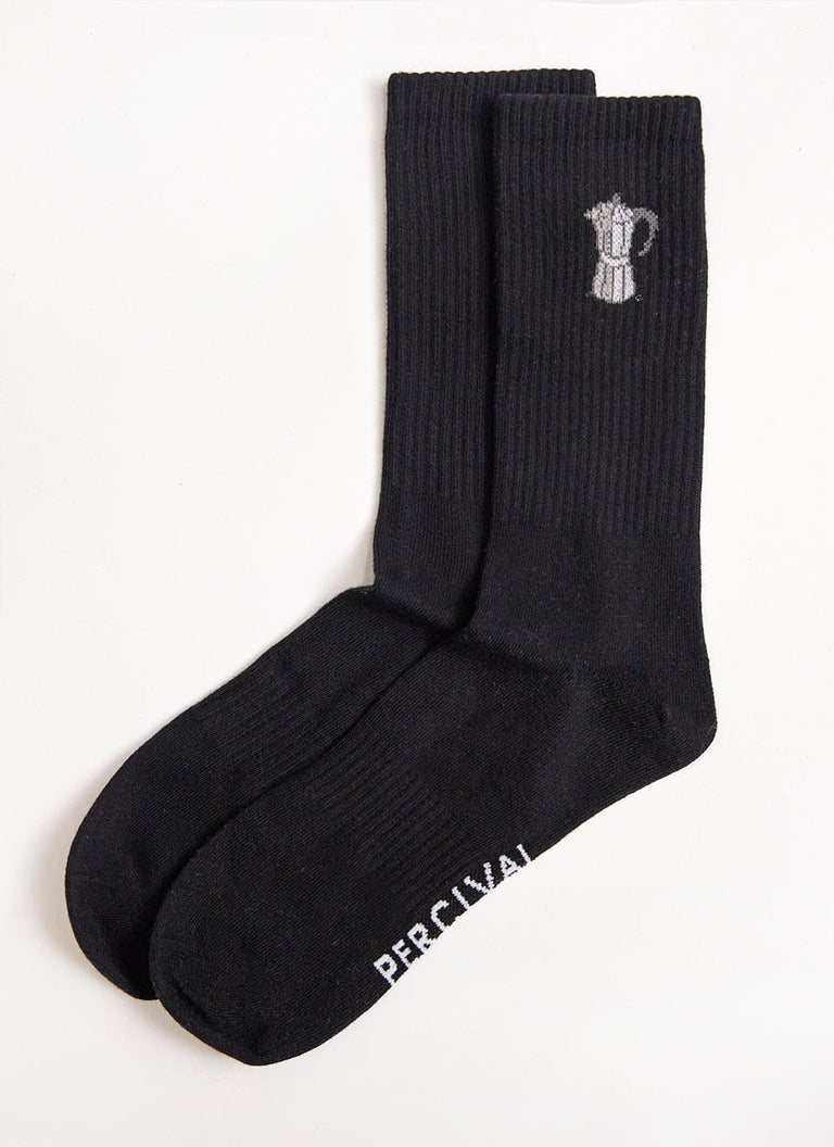 Socks | Embroidered Logo | Jacquard Allpress Moka Pot | Black ...