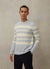 Weave Stripe Crew Neck | Heather Blue