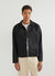 black jacket with black embroidery of and ice cream and a tomato