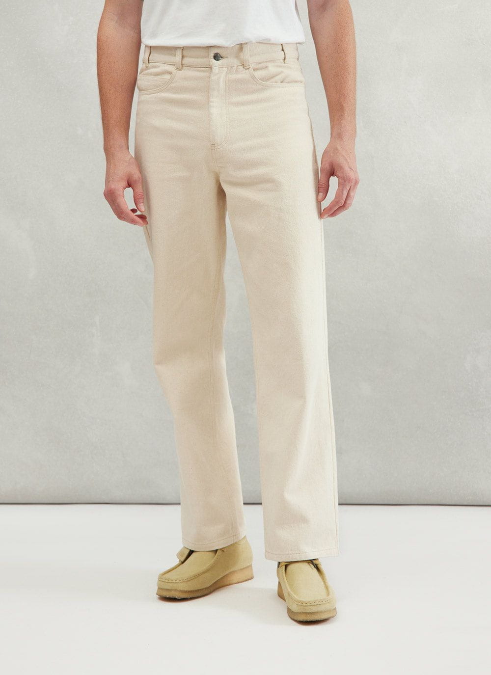 Men s 5 Pocket Trouser Ecru Cream Twill Percival Menswear